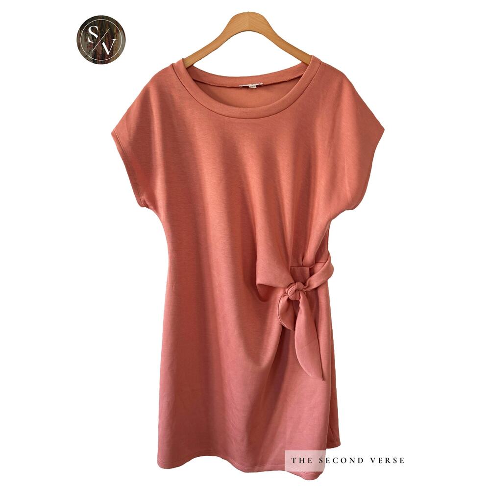 Lucky & Coco Sleeveless Dress Coral Peach Side Tie Casual Workwear Size XL